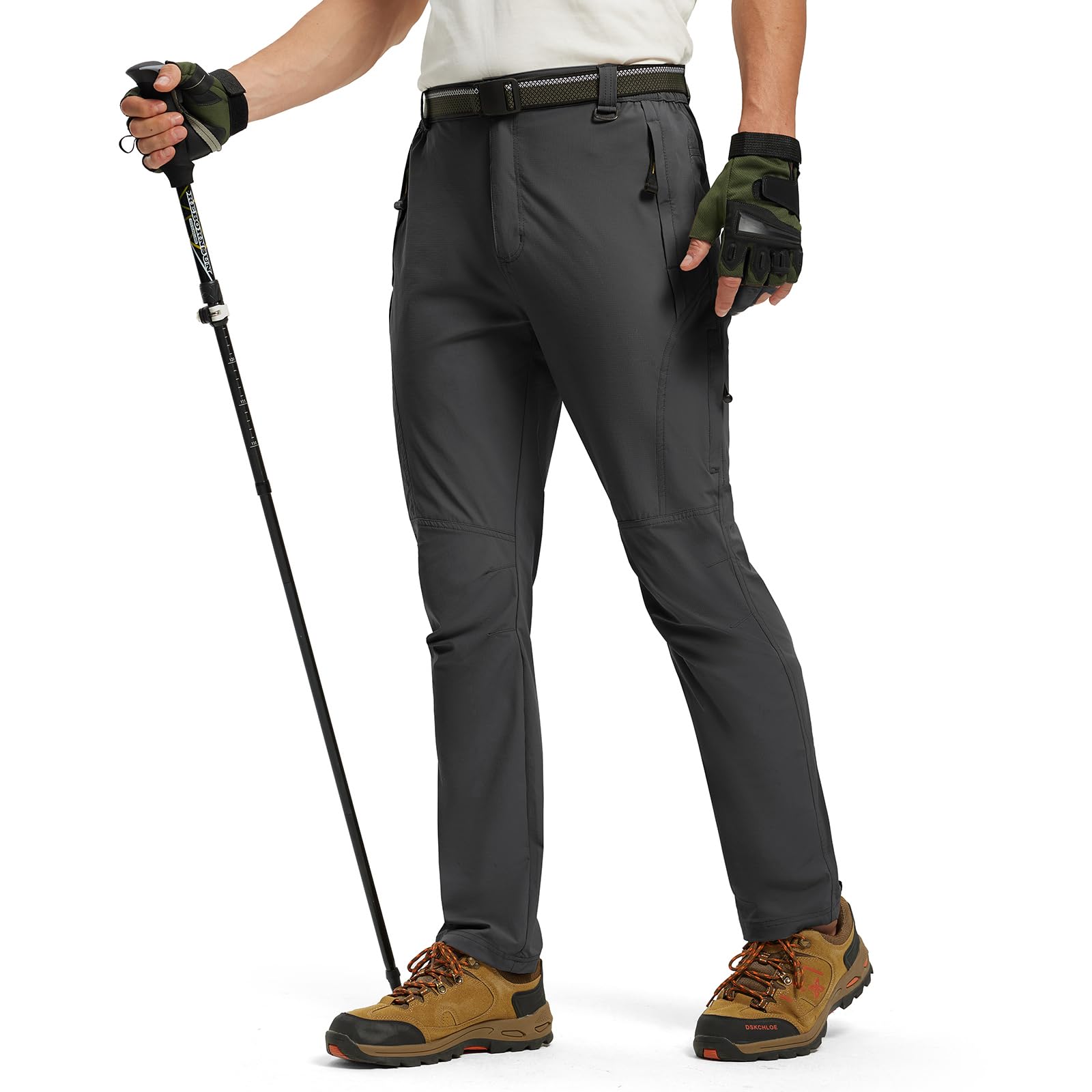 Gopuune Herren Schnelltrocknende Leichte Wanderhose mit Wasserabweisender Beschichtung und Atmungsaktivem Bund für Frühling, Herbst und Sommer (Grau, Größe M) black