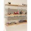 Clear Acrylic Display Shelf Case for Mini Funko Pop, Wooden Display Stand Riser 2 Layer Storage Rack for Decoration Action Figures Collectibles Toys,