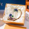 Colored Enamel Flower Glass Tea and Coffee Cup Set for Home and Office