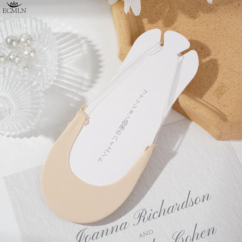 3 Paar Halbhand-Sling-Socken aus Baumwolle für Damen, Sandalen mit hohen Absätzen, Sommer-Bootssocken, flache Öffnung, rutschfeste, unsichtbare Socken