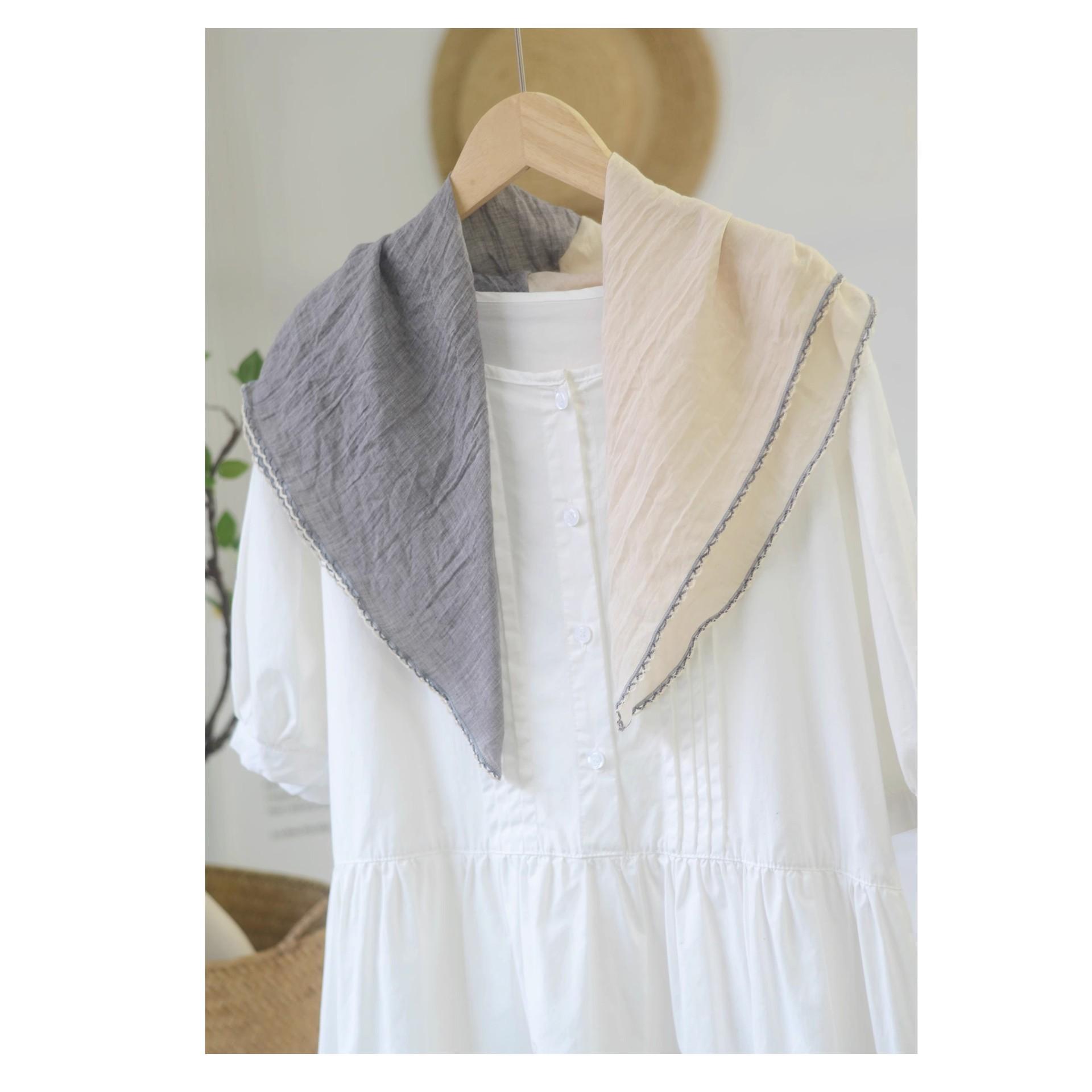 

Johnature Japanese Scarf Women New Versatile Fashion Spring Summer Contrasting Decoration Shawl Scarf бежевый