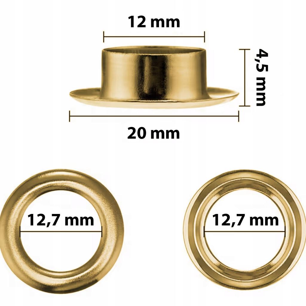 Rosfix Złoty Zestaw Oczek do Plandek 12mm – 100 Metalowych Oczek z Dziurkaczem i Zakuwakiem | Odporne na Korozję | Do Namiotów i Banerów