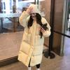 Stand-up collar medium and long down jacket women's solid color large pocket thickened white duck down warm jacket tide