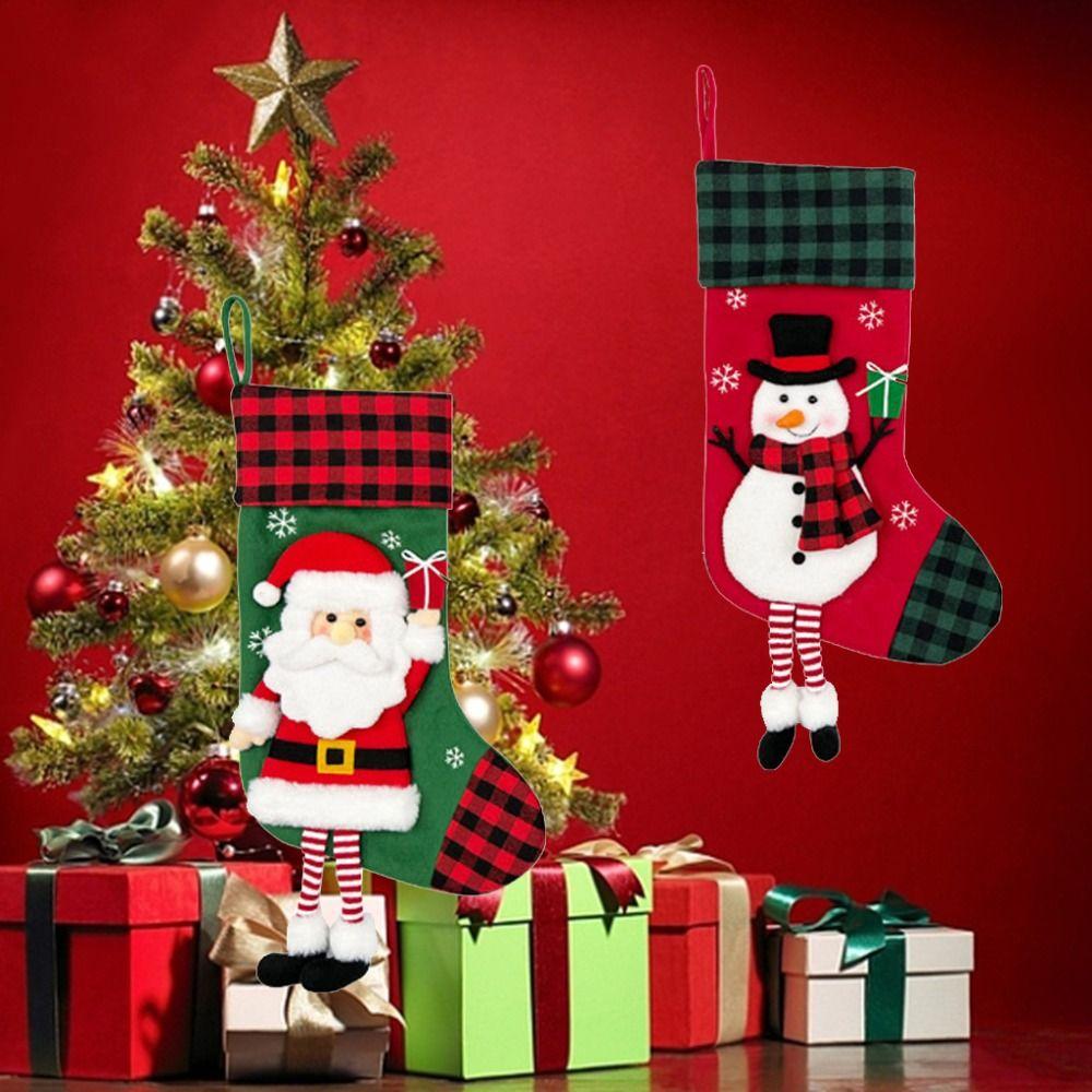 Penguin Large Candy Christmas Stocking Elk Fireplace Christmas Stocking  Garden