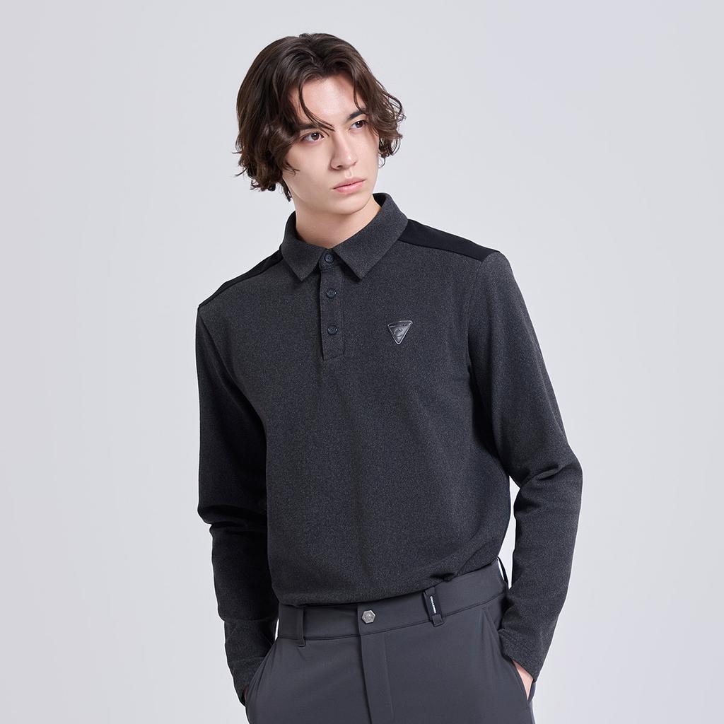 CHALLENGER Men'S Soft Reversible Fleece Collared Long Sleeve T-Shirt Dark Gray