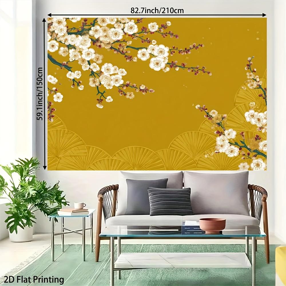 2D plane, 1 piece of golden flower background fabric, suitable for bedroom, living room and Christmas party decoration