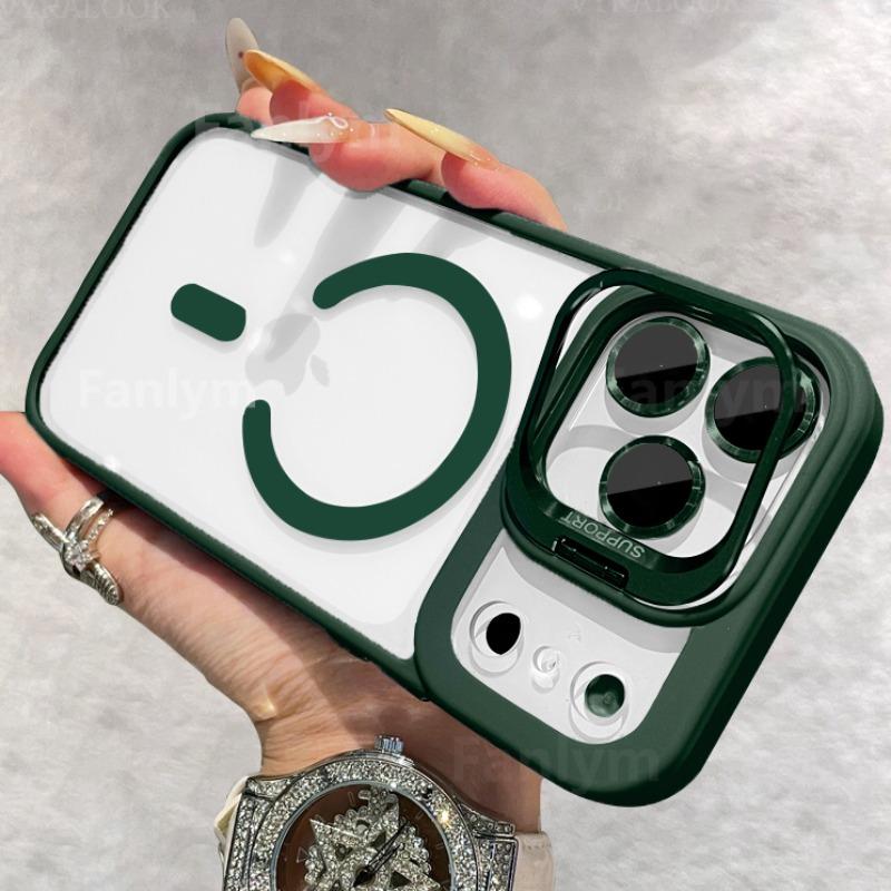 Lens Protection Phone Case For iPhone 17 16 15 14 13 12 11 Pro Max Plus Air For Magsafe Holder Transparent Magnetic Matte Cover