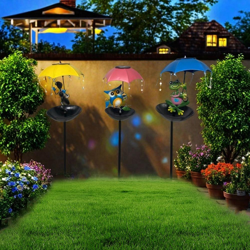 LED Solar Outdoor Lights with Bird Feeder Decoration Atmosphere Light Cute Garden Decorative Stake for Outdoor Villa Yard Decor