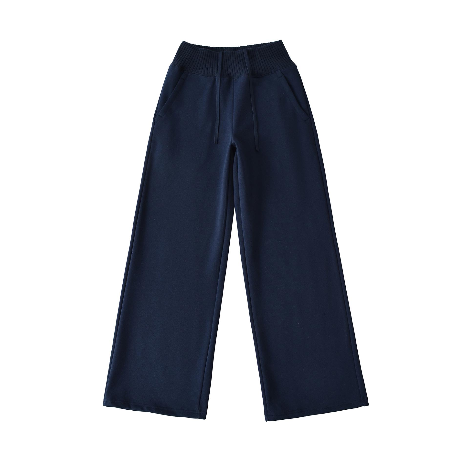 Women s Winter High Waist Velvet Lined Straight Leg Sweatpants Large темно-синий