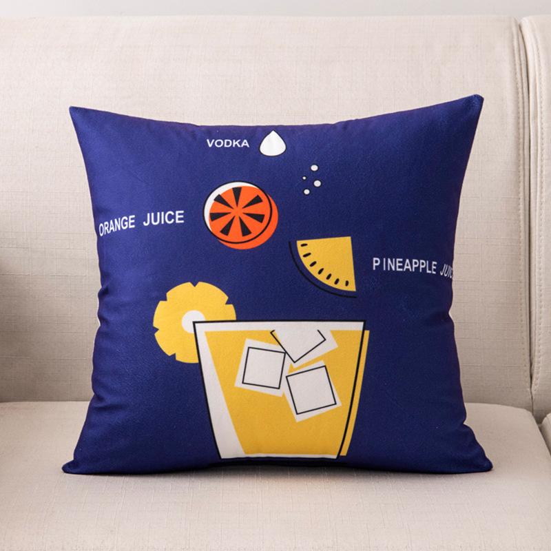45x45cm Nordic Ins Cartoon Printing Square Pillowcase Living Room Sofa Office Seat Cushion Cover Home Decoration