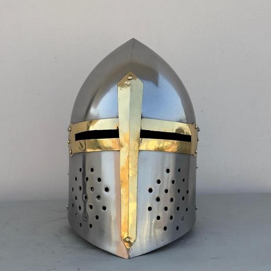 Medieval Knight Sugerloaf Helmet-Great Helmet-Templar Helmet-Larp Costume Cosplay  Roleplay