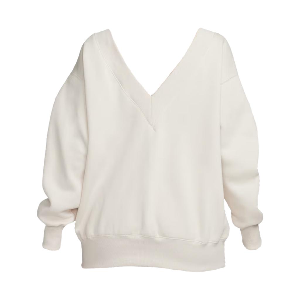 Nike Sweat-shirt à manches longues pour femme, coupe ample, color block, fausse superposition, blanc FB8318-104