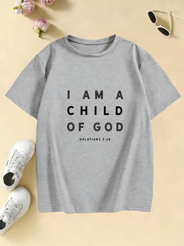 The Print I AM A CHILD OF GOD Letter T Shirts Kids Childrens Tshirt Boys Girls Summer Spring Casual Top Tee Shirt