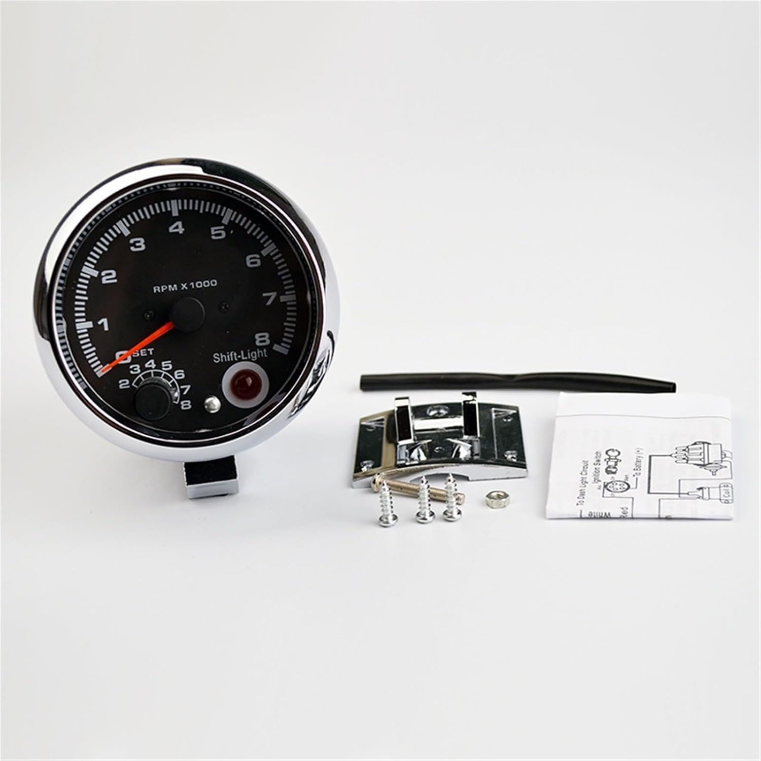 Tachometer Dragon Gauge 3.75 Inch 95mm Car Gauge Tachometer Meter 12V 7 LED Colors Adjustable 0-8000 RPM Chrome Shell Tachometer Gauge, TWENOW9314