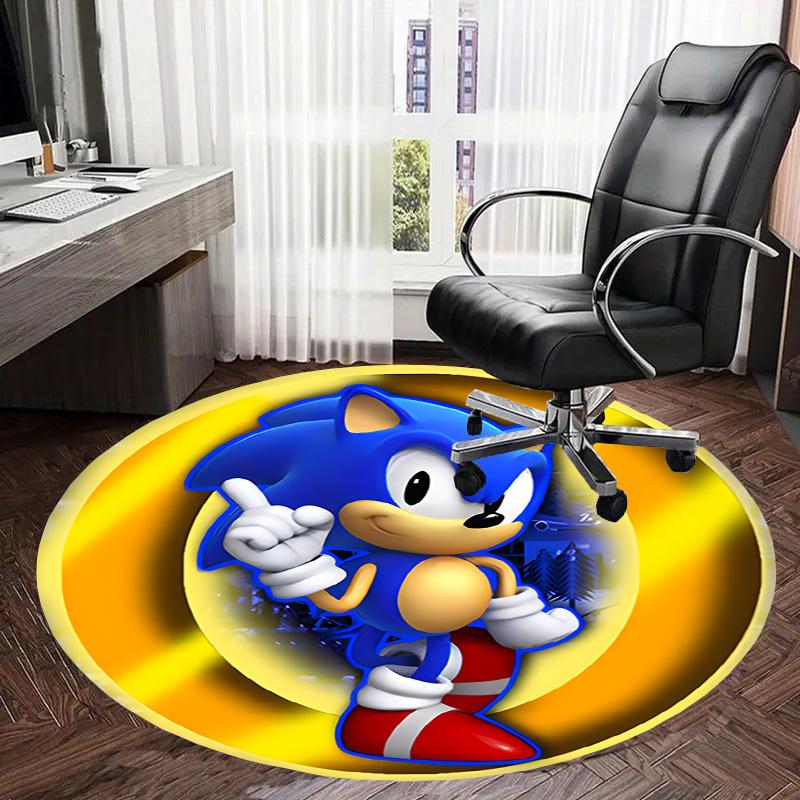 1pc Sonic the Hedgehog Round Carpet, Made of Polyester,Perfect for Decorating Office Chairs, Living Rooms,fplt066