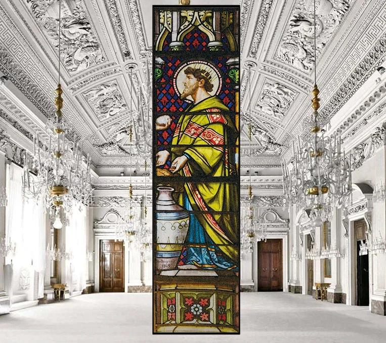 

Наклейки на витражные окна, пленка для приватности, церковный стиль, статическое прилипание, декоративные матовые пленки для окон, индивидуальный размер 40x60cm