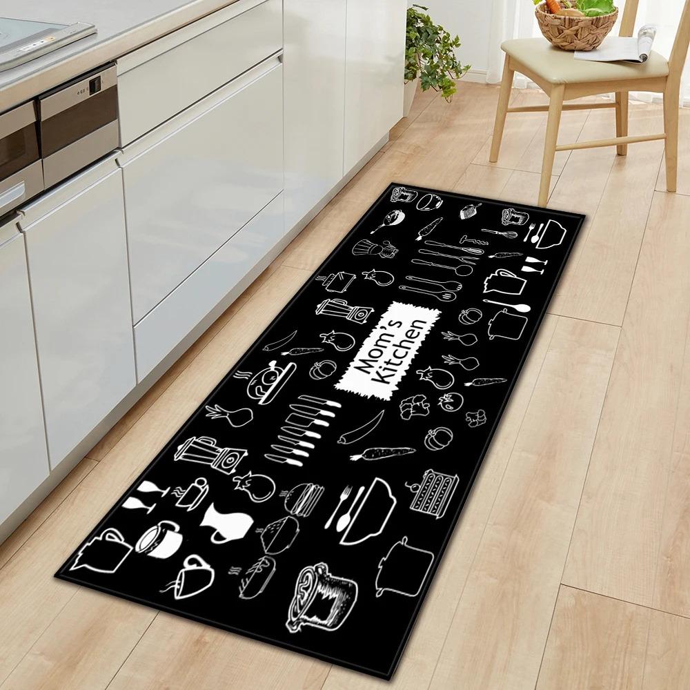 Non Slip Kitchen Runner Rug Tableware Pattern Wear Resistant Floor Mat Home Decor Carpet