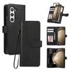 For Samsung Galaxy Z Fold7 5G Case 3D Rhombus Grid Imprinted Wallet Leather Phone Cover with Lanyard