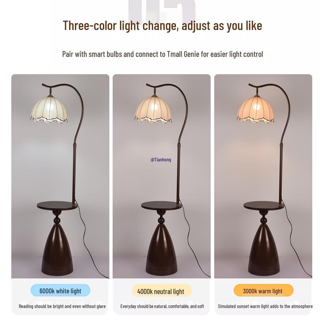 Modern Dual Purpose Floor Lamp and Coffee Table for Living Room or Bedroom