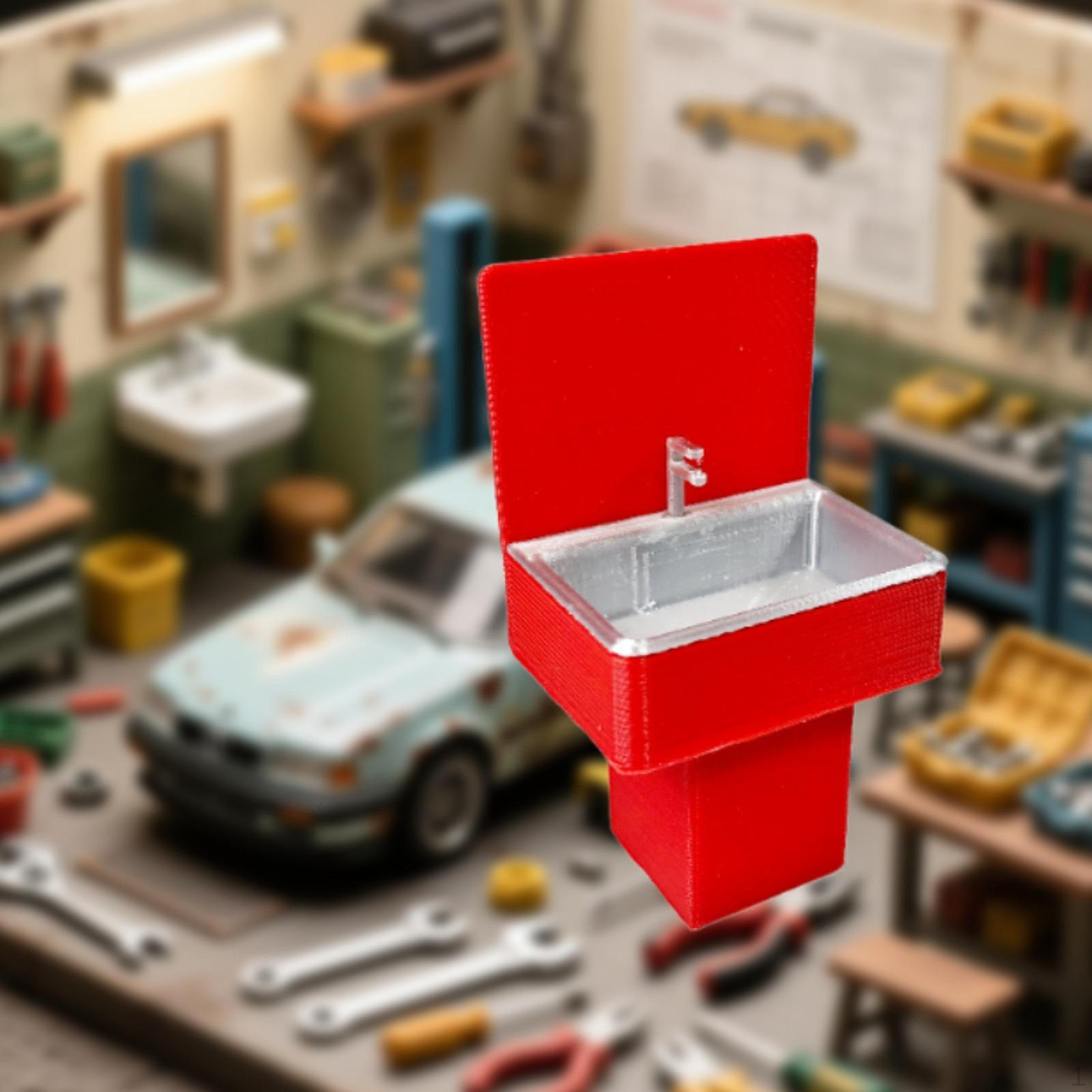 

1/18 Sink Washbasin Model Landscaping Decor Diorama Accessories Sturdy Workshop Repair Scene