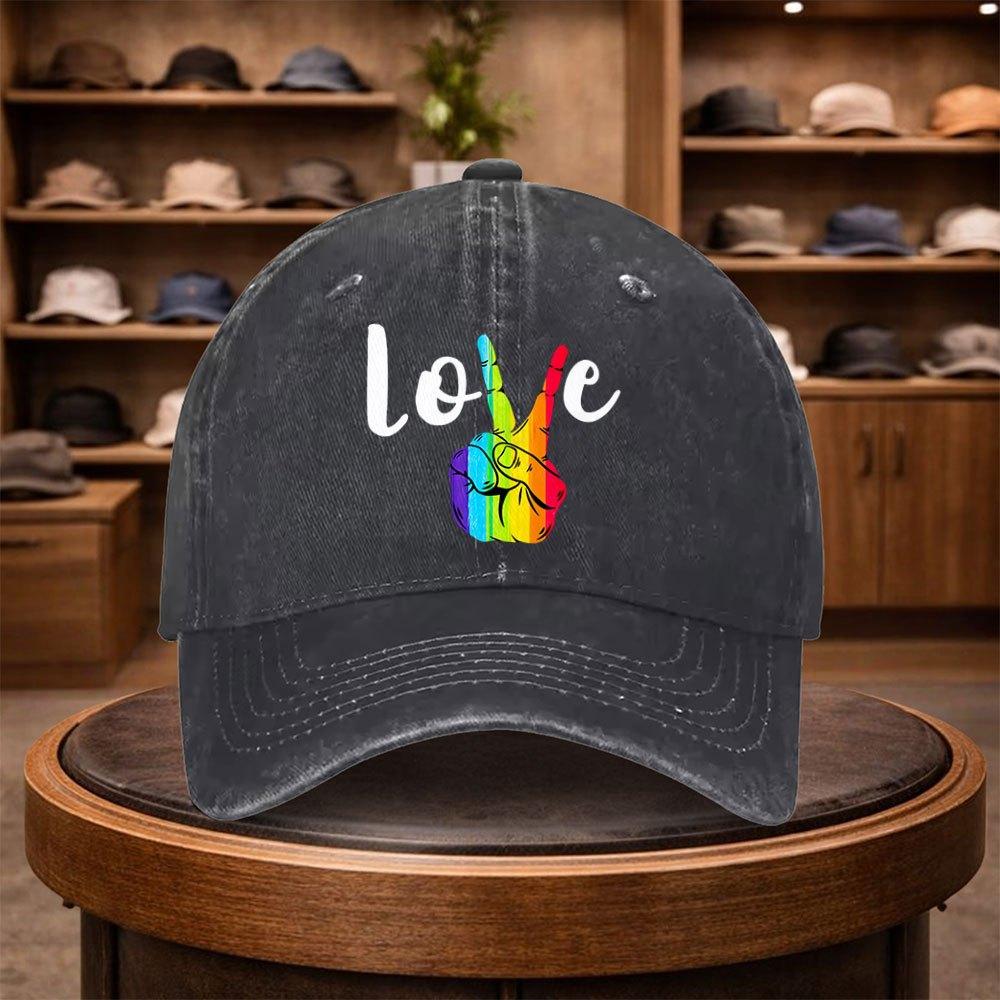 Mens Rainbow Peace Sign Baseball Cap Outdoor Fashion Adjustable Casual Hat Urban Style Lightweight Fashion Duckbill Cap Fo