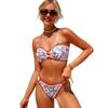 1011 European and American split bikini swimsuit print high waist sexy vacation hot spring bikini women