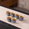 Jun Ware Blue & White Thousand Flowers Lidded Teacup - High-Grade Gongfu Ceramic Tea Set for Home