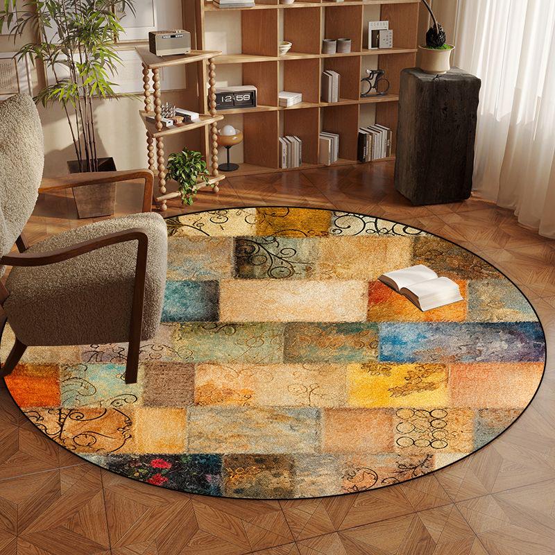 

Круглі килими в стилі ретро Персія для спальні, килимок під стілець для кабінету, прикраса для вітальні, великі килими, нековзний килимок для вхідної зони, можна прати 120*120cm