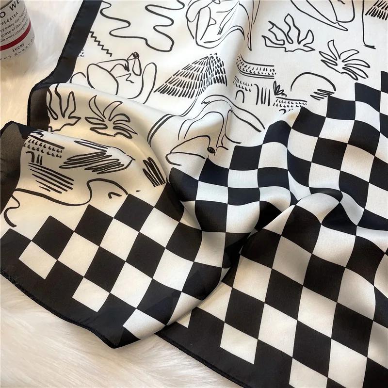 70*70cm Silk Scarf Scarftop Headwraps For Woman Fashion Four Seasons Hair Accessories Hijab Foulard Bandana Femme Headscarf