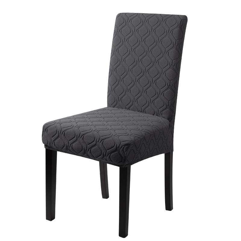 Solid Color Peach Jacquard Middle Back Chair Cover Elastic All-inclusive Backrest Chair Cover Dustproof and Non-slip Dining Chair Cover
