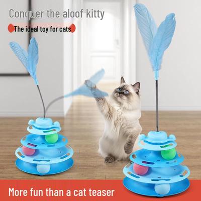 Selbstspiel Katzen-Teaser-Spielzeug: Drehtellerball & Bissfester Stock zur Kitten-Langeweile-Linderung