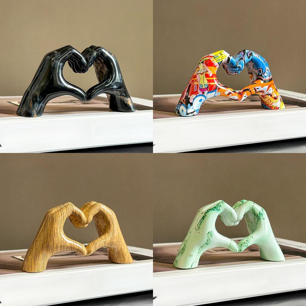 Heart Hand Gesture Sculpture With Resin Material For Wedding And Party Decor