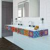 ET165 Antique Flower Mosaic Tile Decal - Retro Waterproof Removable Wall Sticker