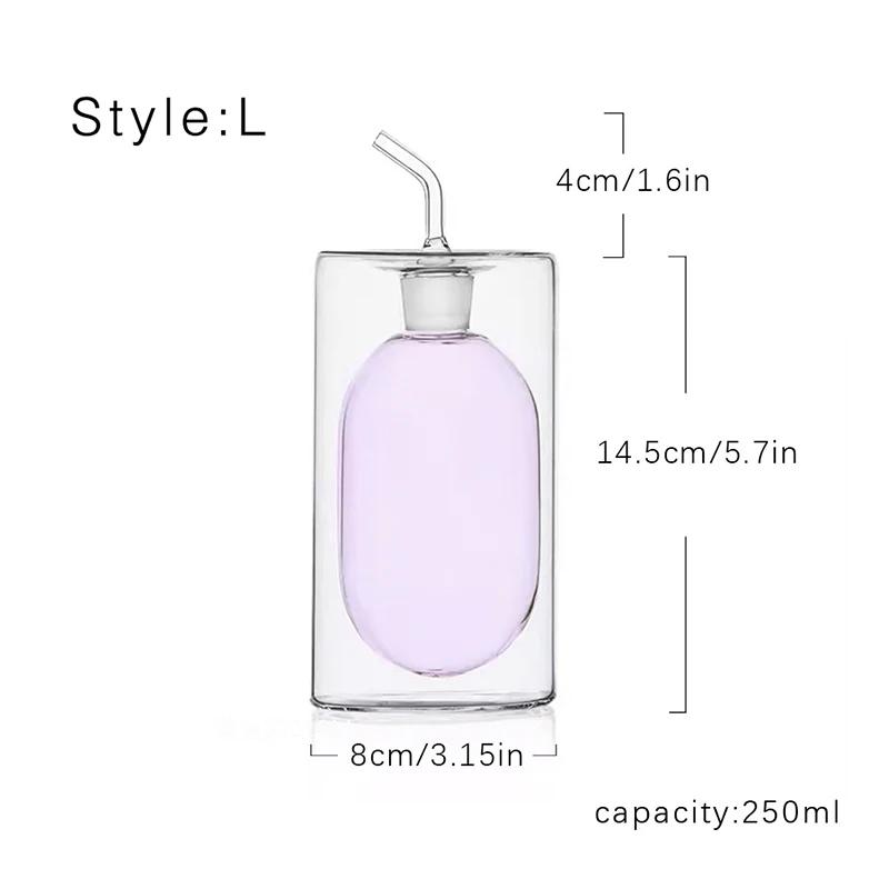 Double Glass Oil Jug Oil Tank Vinegar Jar Seasoning Bottle Olive Oil Jug Kitchen Utensils Transparent Color Seasoning Tools