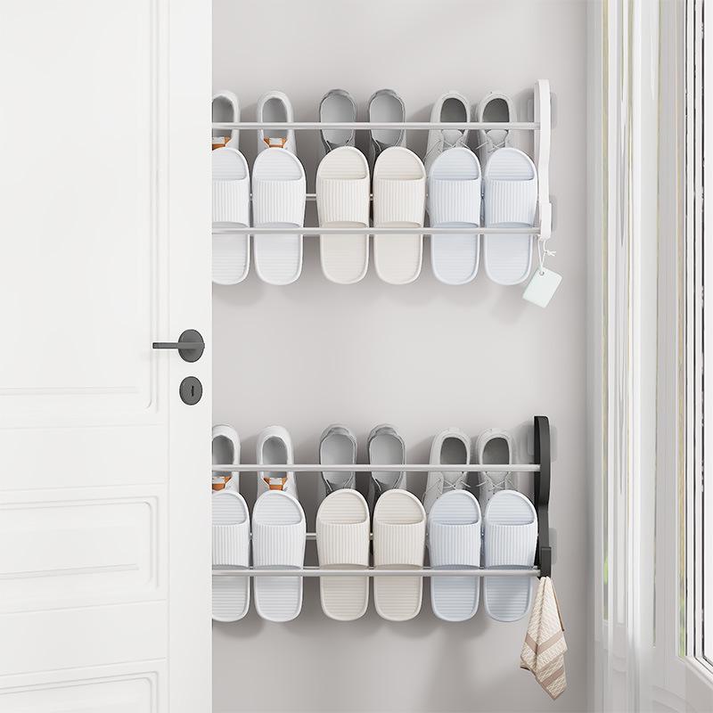 Wall-Mounted Hole-Free Shoe Rack: Simple, No-Installation, Multi-Layer Storage for Bathroom or Door