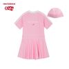 Girls' UPF50+ Short-Sleeve One-Piece Sun Protection Swim Dress