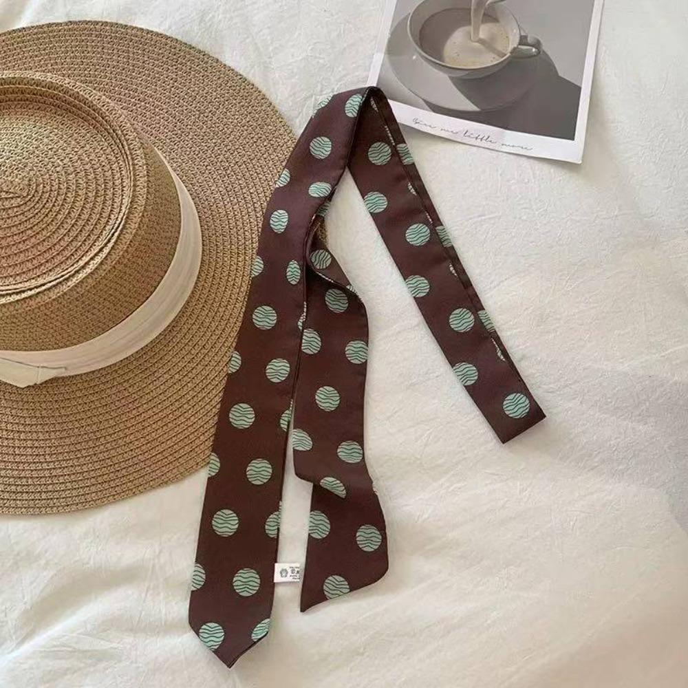 Striped Print Long Narrow Scarf Grid DIY Decorative Choker Korean Style Neckerchief  Ribbon  Women 02