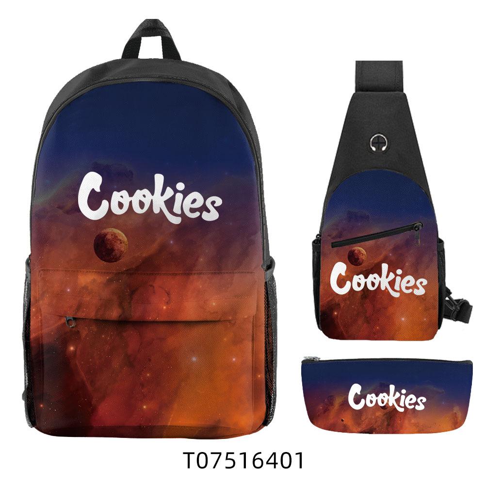 Cook Backpack Student School Bag Lightweight Polyester Backpack Three-Piece Set
