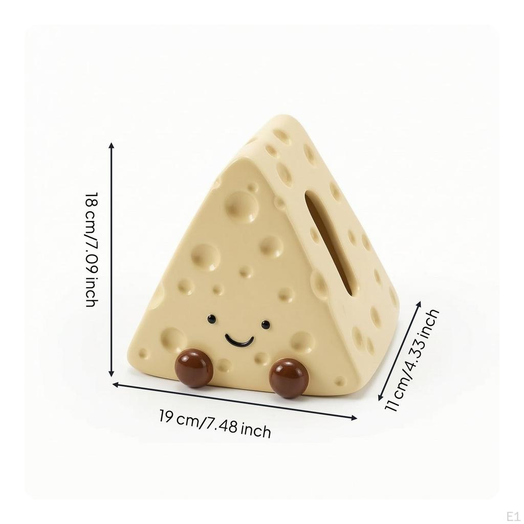 Cheese Tissue Box Holder Whimsical Ceramic Sculptural for Coffee Table, Living Room,