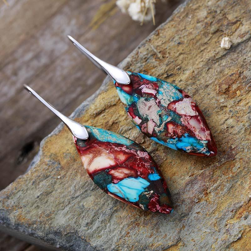 Bohemian Emperor Stone Leaf Pendant Earrings Popular Jewelry