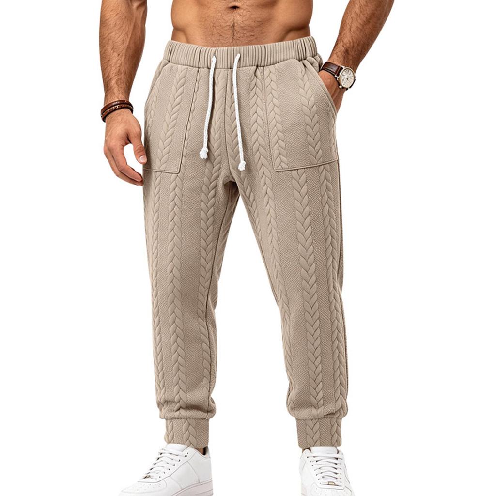 Herren Zopfmuster Jogginghose mit elastischen Bündchen und