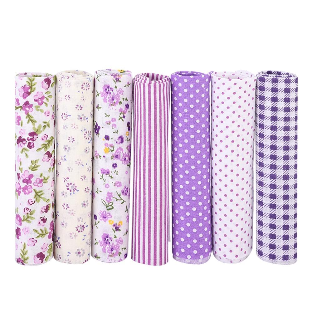 7Pcs 7 assorted styles Floral Cotton Fabric Purple floral pattern Fabric Bundle Quilt making