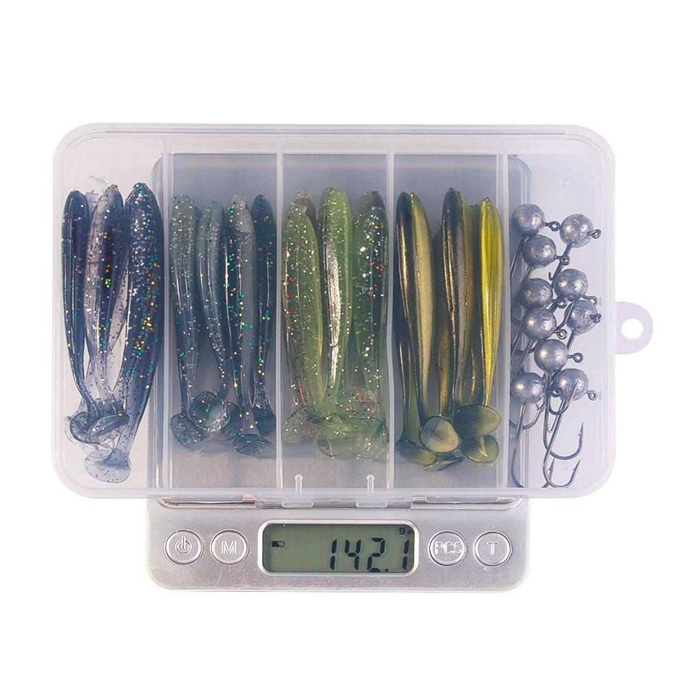 Soft Fishing Lures Kit Silicone Lure Set Artificial Bait Worm with Crank Jig Head Hook HOOK 45pcs/34pcs/65pcs