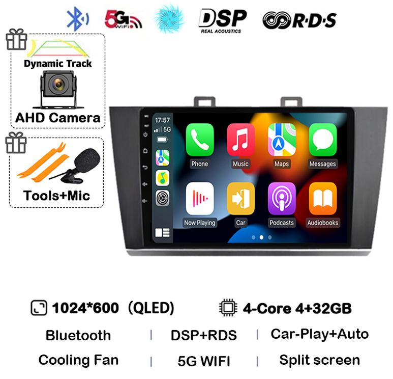 Android 14 Carplay Auto Car Radio For Subaru Outback Legacy 2014 2015 2016 2017 2018 Multimedia Player GPS 4G WIFI Stereo BT DSP