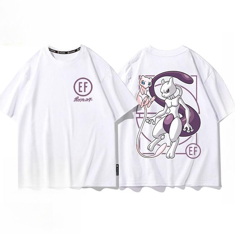 Pokémon Pikachu Gengar Charmander White Tshirt Mens 2026 Summer Fashion Oversize Street Casual Y2K Tops Streetwear Clothing