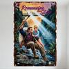 Romancing the Stone Vintage Movie Poster Metal Tin Sign, Jungle Waterfall Adventure Art Plaque for Man Cave Bar Home Decor