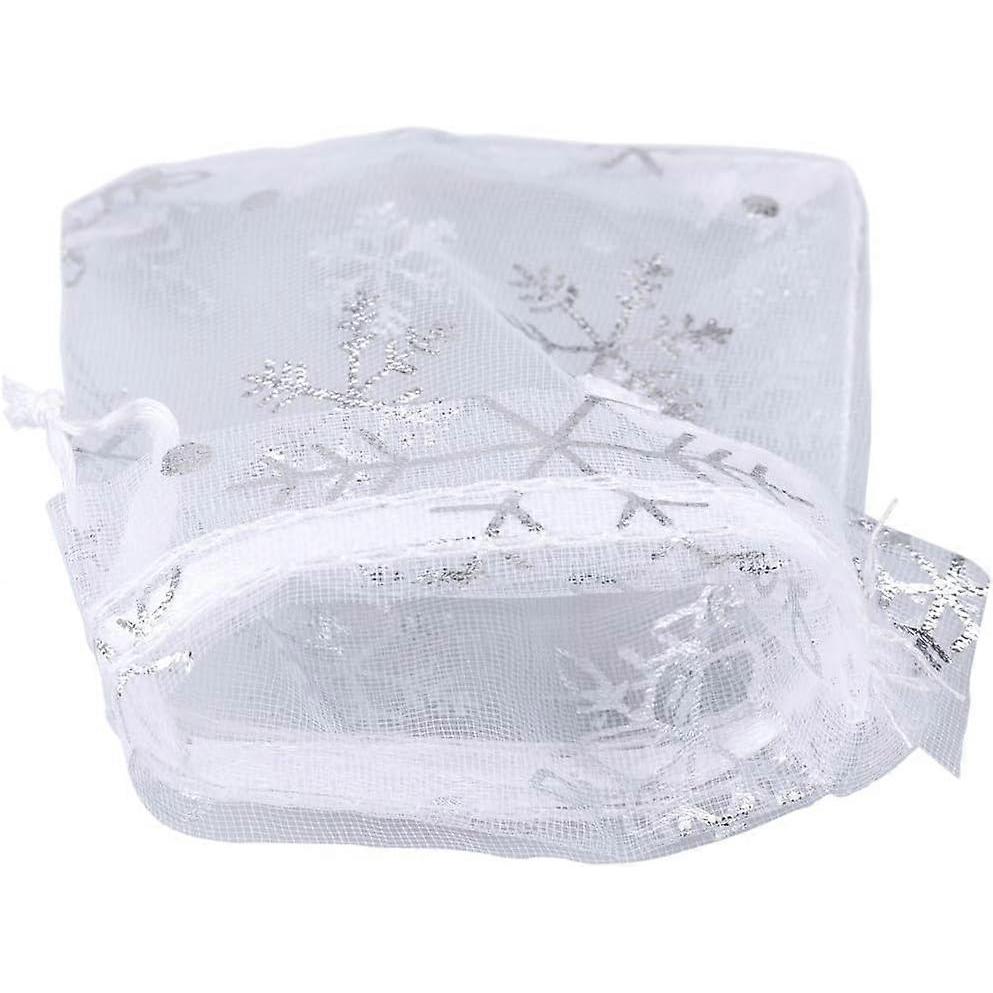 Organza Bags for Christmas,100 PCS White Organza Gift Bags,2.7'' x 3.5'' Organza Pouches with Drawstring for Christmas,Wedding Favour Jewelry Pouch Ba