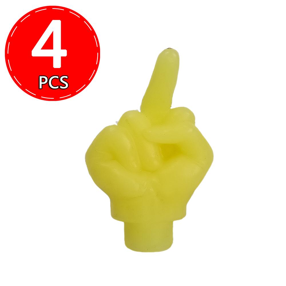 Luminous Valve Caps Middle Finger Style Tire Valve Dust Caps Dustproof Tire Cap Fluorescent Night Glowing Valve Stem Caps Decors