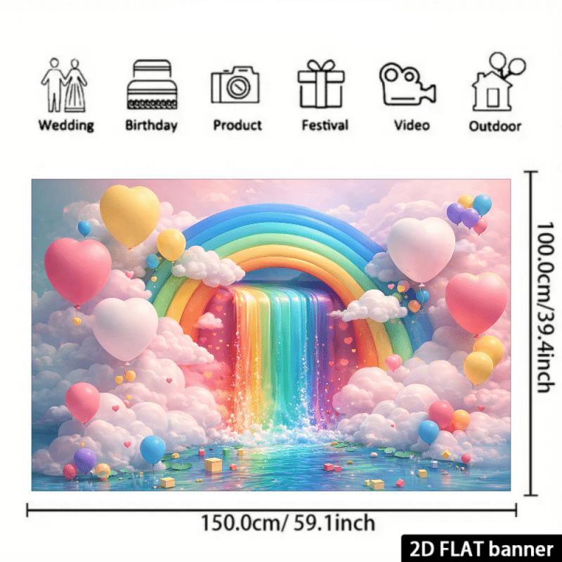 Stendardo Piatto 2D - Tessuto di Sfondo Colorato Arcobaleno Onirico, Materiale Poliestere, Adatto per Camere da Letto