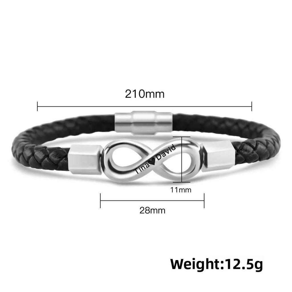 European and American 8-character Leather Rope Bracelet Personalized DIY Woven Bracelet Men's Bracelet Simple Retro Jewelry